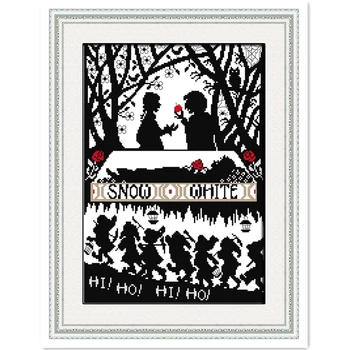 

Snow White And The Seven Dwarfs Chinese Counted Cross Stitch Patterns joy sunday Home Decor Needlework DMC Cross Stitch Fabric