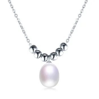 

Trendy White 9-10mm Freshwater Cultured AAAA Quality Pearl Pendant Sterling Silver Necklace for Women, Drop Shape Pearl Pendant