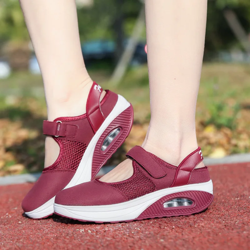 SWYIVY Woman Slimming Shoes Breathable Mesh Lose Weight Sneakers Platform New Spring Female Light Sport Shoes Large Size 42