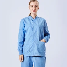 Женские 2 цвета шары для разминки скраб куртка медсестры Топ медицинская рабочая одежда Туника комплект манжеты защелка спереди высококачественная ткань дантиста Топы