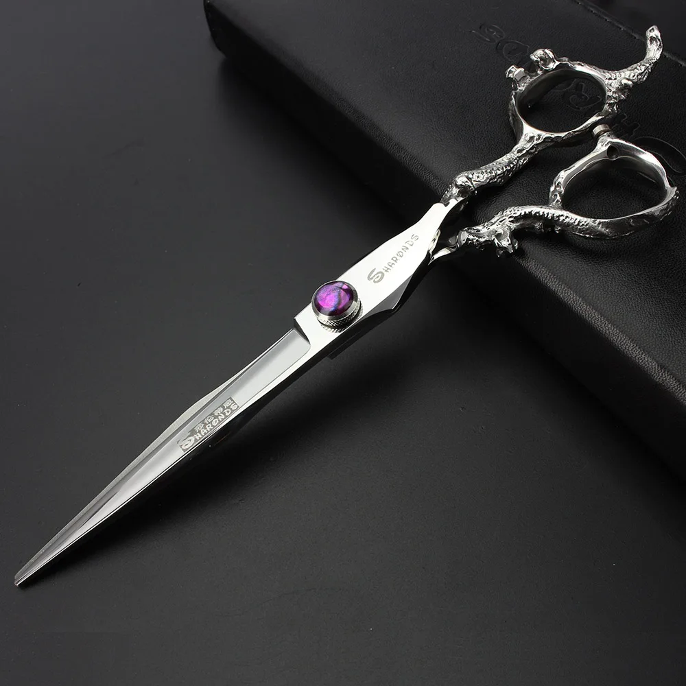 Новый дизайн 7 дюймов парикмахерские ножницы с фиолетовым драгоценным камнем