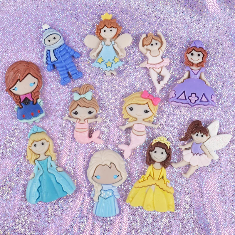 

10pcs/lot Kawaii Resin Princess Girl Flatback Cabochon For Scrapbooking DIY Embellishments Girl Headwear Accessories Favor
