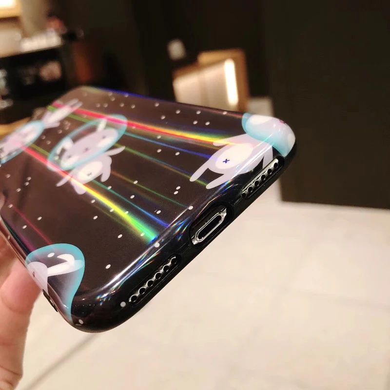 Kerzzil Shining Aurora Moon Clouds чехлы для телефонов iPhone X XS MAX XR милый кролик глянцевый ТПУ