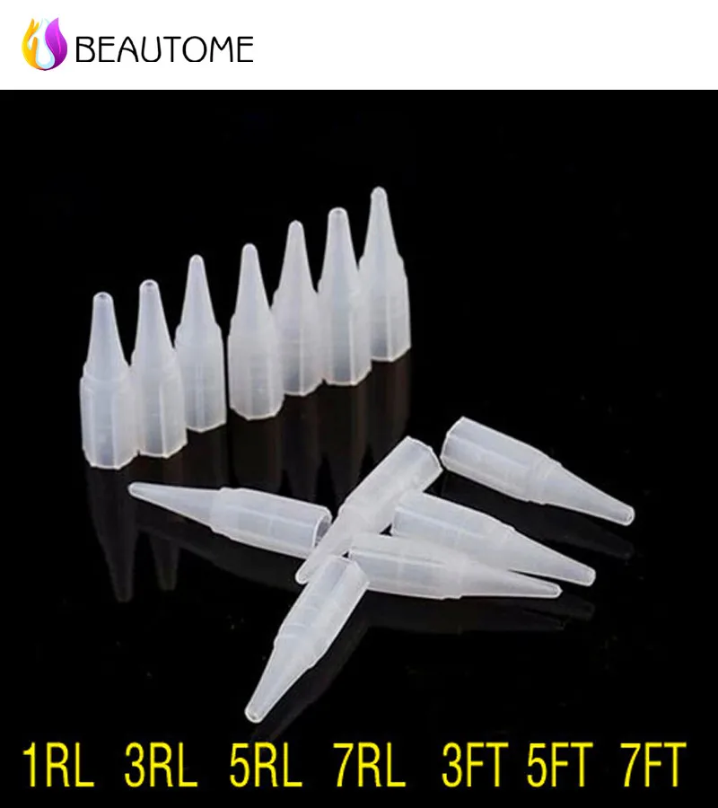 

50pcs Eyebrow Tattoo Needle Tips For Permanent Makeup Plastic Tattoo Caps Matched For 1R, 3R, 5R, 7R, 3F,5F,7F Needles !