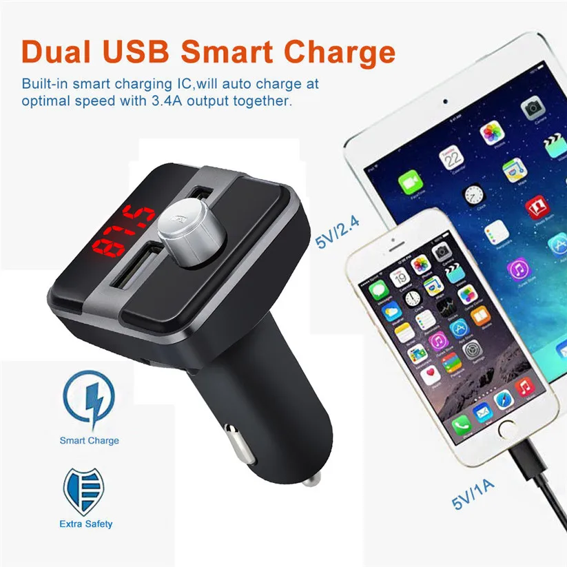 

Car-styling Carprie Car MP3 Player Wireless Bluetooth MP3 Player FM Transmitter Radio LCD 2 USB Hands Call td0817 Dropship