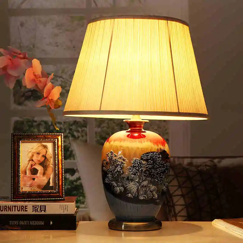 China Antique Living Room Vintage Table Lamp Porcelain Ceramic Table Lamp wedding decoration table lamp reading (7)