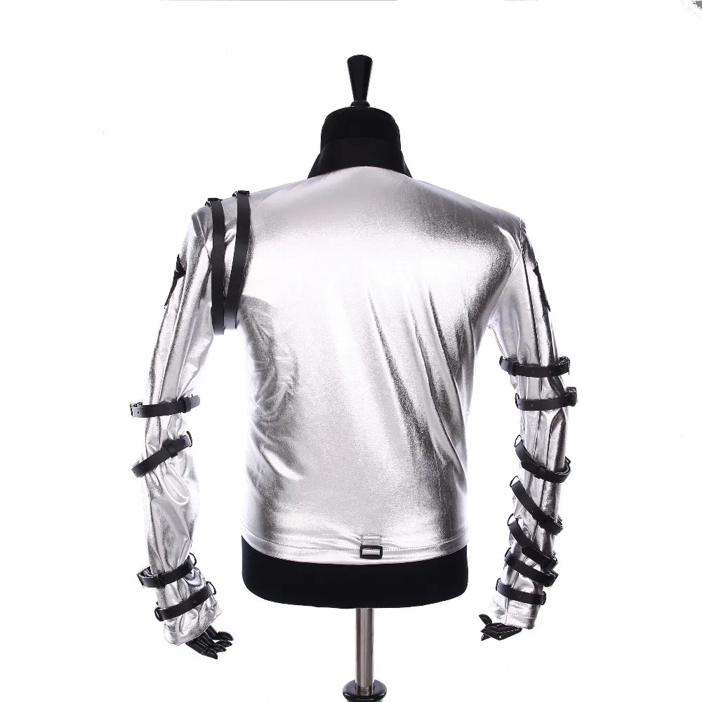 Impersonator Michael Joseph Jackson Costumes  Jacket BAD tour Silver Bodysuit Jacket Outerwear for Collection Supprise Gift 2