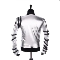 Impersonator Michael Joseph Jackson Costumes  Jacket BAD tour Silver Bodysuit Jacket Outerwear for Collection Supprise Gift 2