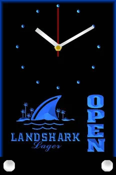 

tnc0030 Landshark Lager Beer OPEN Bar Table Desk 3D LED Clock