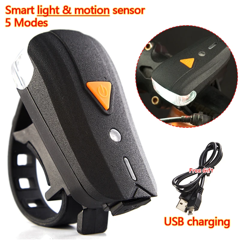 

2000LM XPG Smart Sensor Light Motion Induction Bike Bicycle Cycling USB rechargeable Handlebar red LED Flashlight