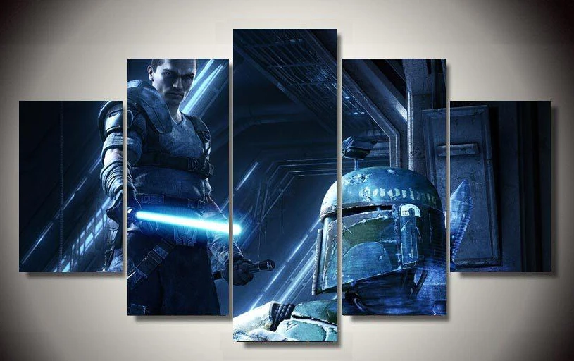 5 Panel Framed Printed Star Wars Movie picture painting