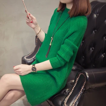 

sweater mid-long half-high collar shoulder-inserting solid-color bottom knitted sweater in autumn and winter of 2018