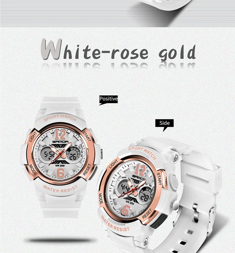 SANDA брендовые электронные спортивные часы, женские кварцевые часы, повседневные водонепроницаемые светодиодный цифровые наручные часы, женские часы, Montre Femme