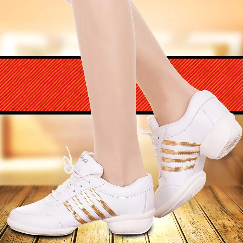 

Female Jazz Shoes White Spring and Summer Modern Breathable Comfortable Sports Shoes Ladies Fitness High with 4.5 cm Soft Bottom