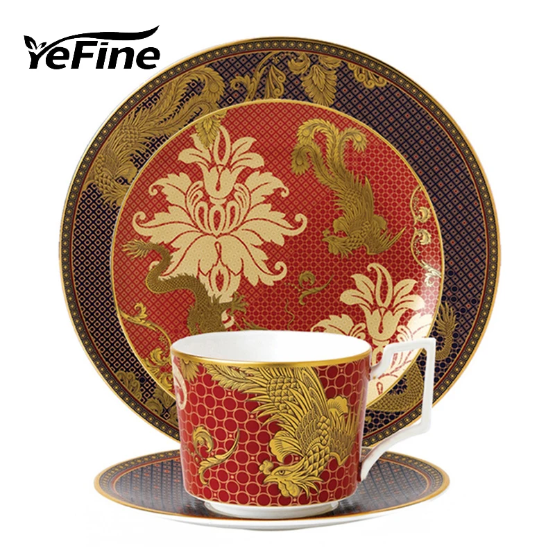YeFine Ceramic Traditional Chinese Dinnerware Plate Set Kitchen