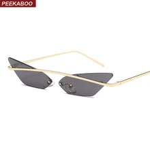Peekaboo, узкие солнцезащитные очки кошачий глаз, женские, без оправы,, мужские, Ретро стиль, солнцезащитные очки, женские, Ретро стиль, кошачий глаз, зеркальные, uv400, металл