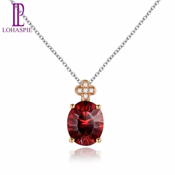 

Lohaspie Sapphire Jewelry Natural Rholoite Garnet 18K Rose Gold Pendant Fine Stone Jewelry For Birthday Gift W/ Silver Chain New