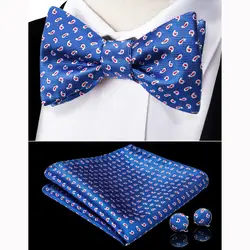 DiBanGu синий Пейсли 100% шелк жаккард Тканые Для мужчин бабочки самостоятельно регулируемый галстук-бабочка Карманный платок костюм с платком