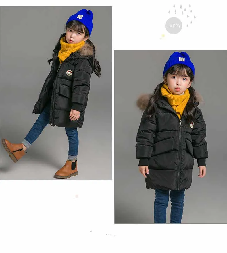 Детская куртка-пуховик для мальчиков, верхняя одежда с капюшоном, зимнее пальто для девочек, толстые детские зимние комбинезоны, длинная парка, От 1 до 7 лет