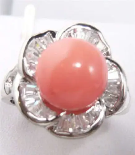 

shipping>>>>Charming! Noble jewelry Pink Coral Ring size: 7.8.9