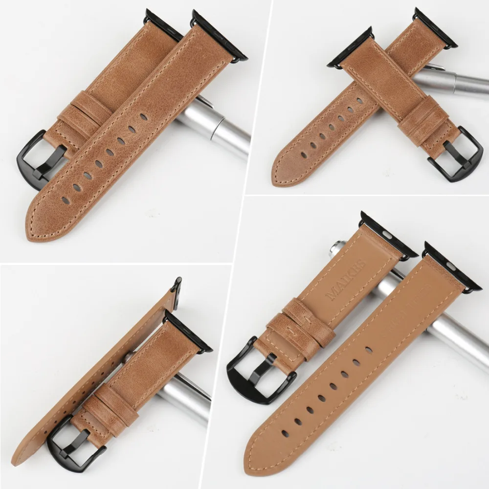 Ремешок из натуральной кожи для Apple Watch Band 44 мм 40 аксессуары iWatch Series 4 3 2 1 42 38