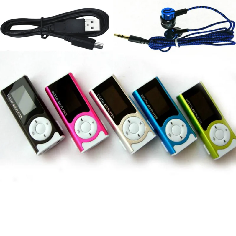 

USB Mini Clip MP3 Player LCD Screen Support 16 GB Micro SD TF Card with Earphone and USB Cable Portable MP3 Music Design Sport