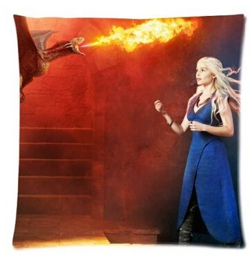 

Free Shipping 33cmx33cm soft Glossy Pillowcase Cover Game of Thrones the mother of dragons Emilia Clarke twin sides