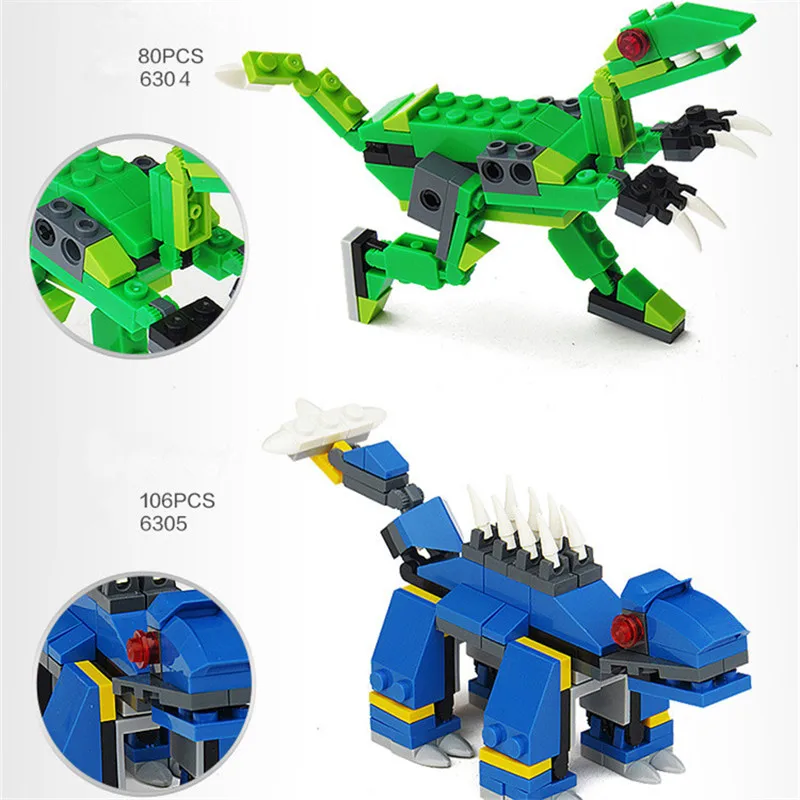 Новое поступление 6 шт./компл. яйцо строительный блок небольшой серии динозавров