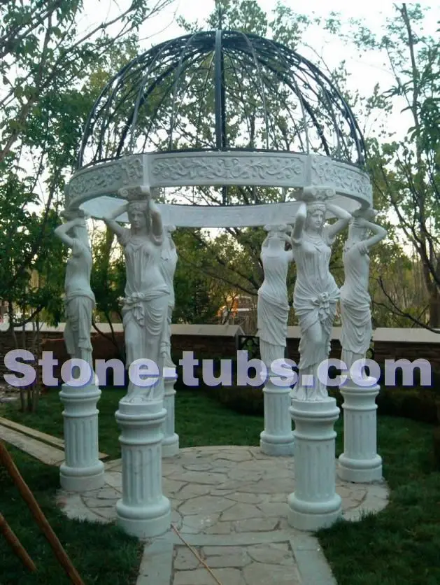 marble women sculpture columns gazebo 