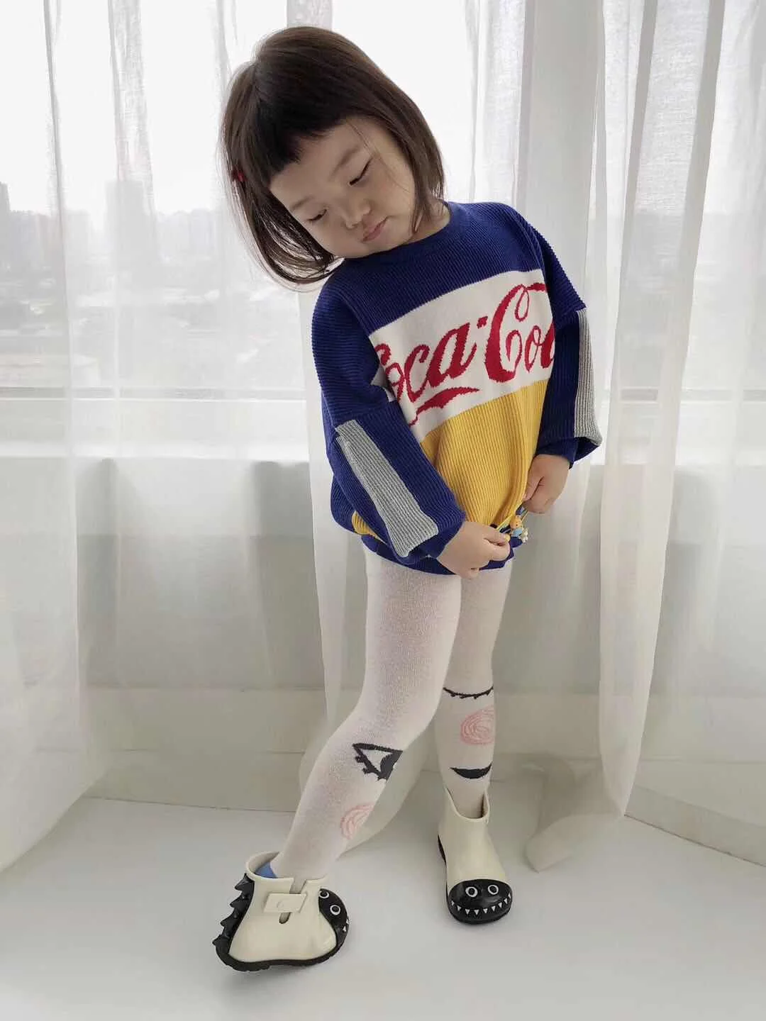 Осень, новая Корейская версия популярной удобной детской одежды, хит, цветной пуловер с круглым вырезом и надписью, свитер на молнии