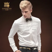 FANZHUAN Featured Brands Clothing Fashion Men’s Shirt Tuxedo Shirts The groom gets married White Shirt Patchwork Tops Men Dress