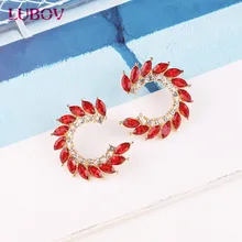 LUBOV, 8 цветов, дизайн, серьги-гвоздики с кристаллами, модные женские массивные серьги для девушек, вечерние, простые серьги, ювелирное изделие