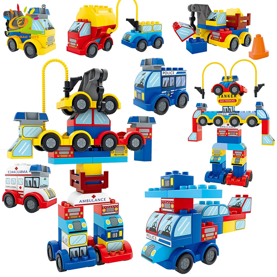 

56Pcs DIY Large Granule Car Deformation Robot Building Blocks Compatible Legoingly Duploed Creative Big Bricks Toys For Children
