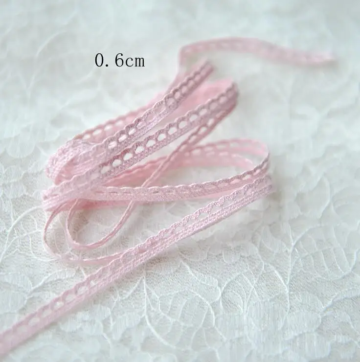 

5 Meters/lot 6mm Width Pink Cotton Flower Lace Trim DIY Handmade Pink Lace Accessories Textile Ribbon