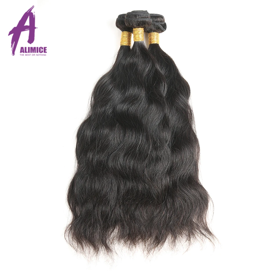 Alimice Malaysian Natural Wave Human Hair 3 Bundles Non Remy Hair 100