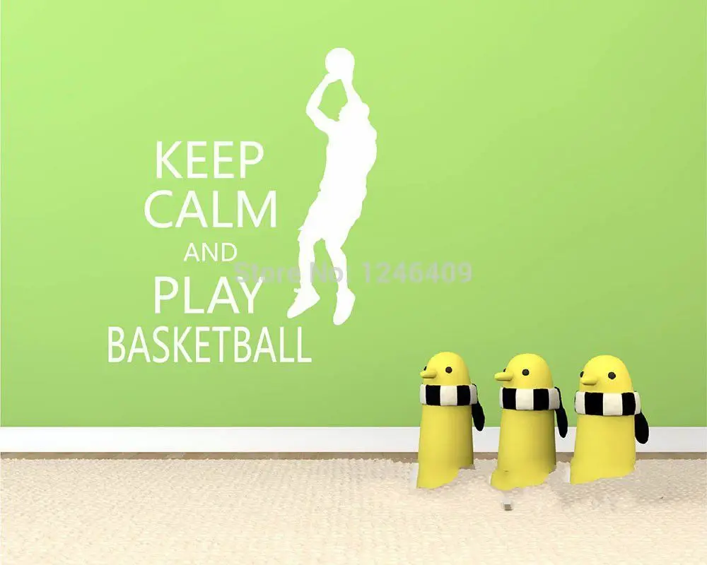 Воодушевляющая мотивирующая Цитата Keep Calm Play Наклейка на стену Баскетбол