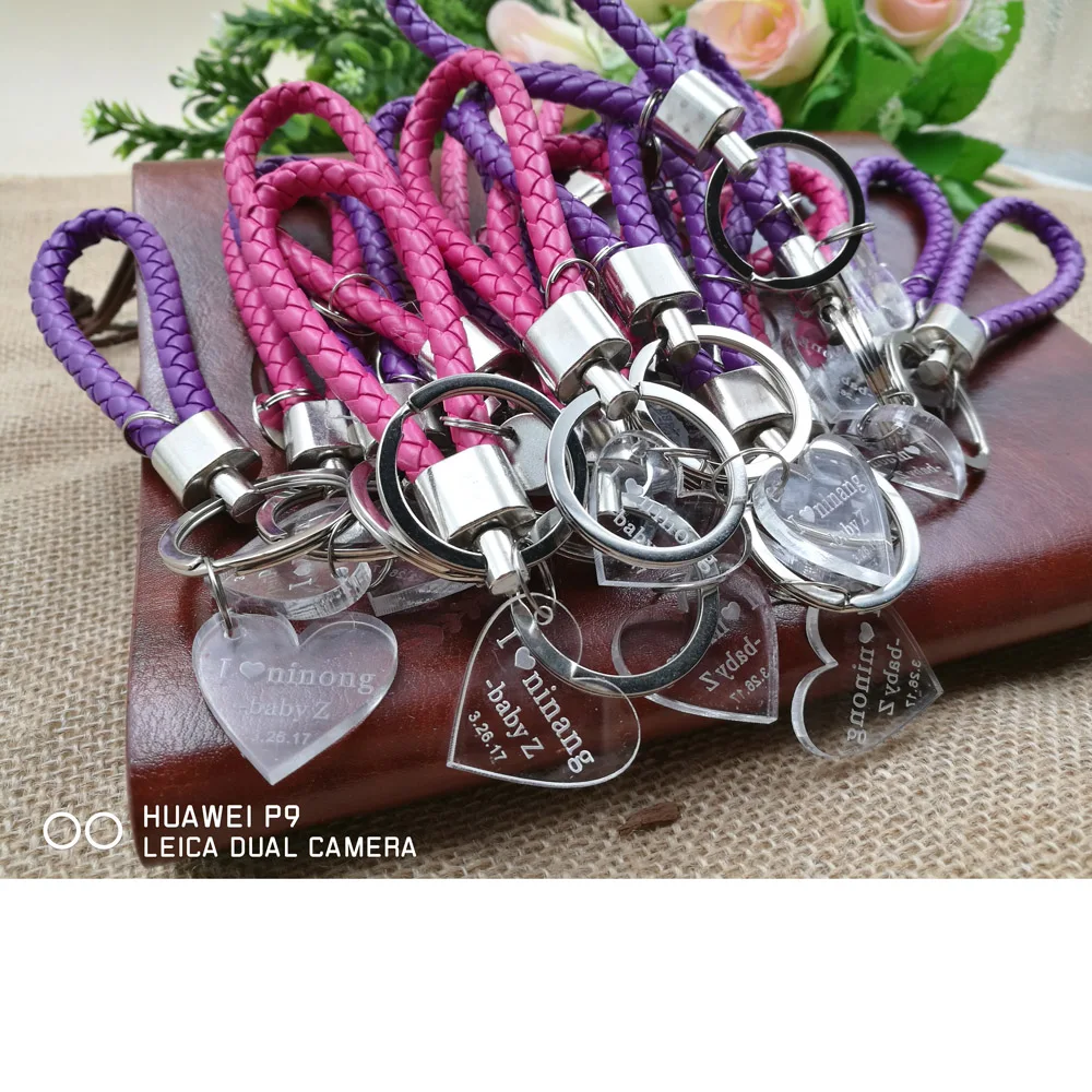 Customized love heart Keychain,Clear Personalized Laser Engraved Keychain Love Heart Wedding Favors Gift,Acrylic fashion Keychain7