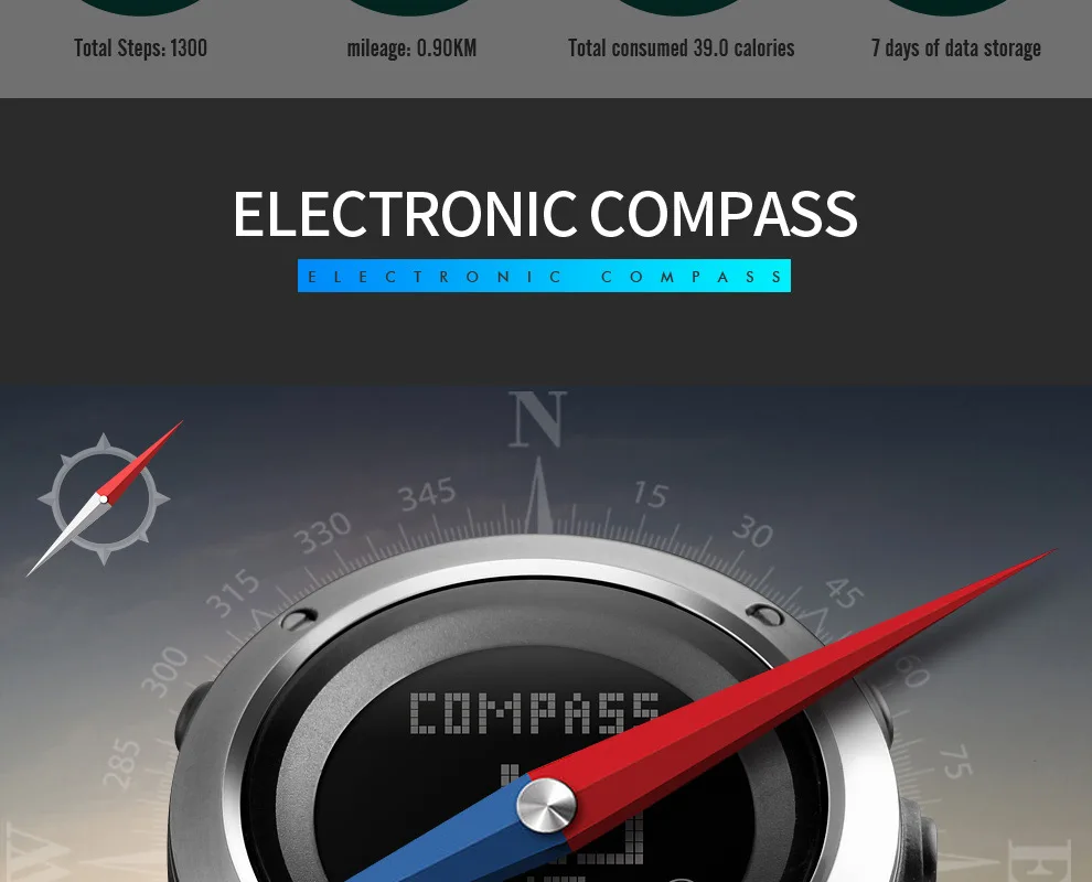 SKMEI 1430/1431 мужские спортивные часы с компасом калорий, 50 метров водонепроницаемые часы для бега на открытом воздухе, скалолазания