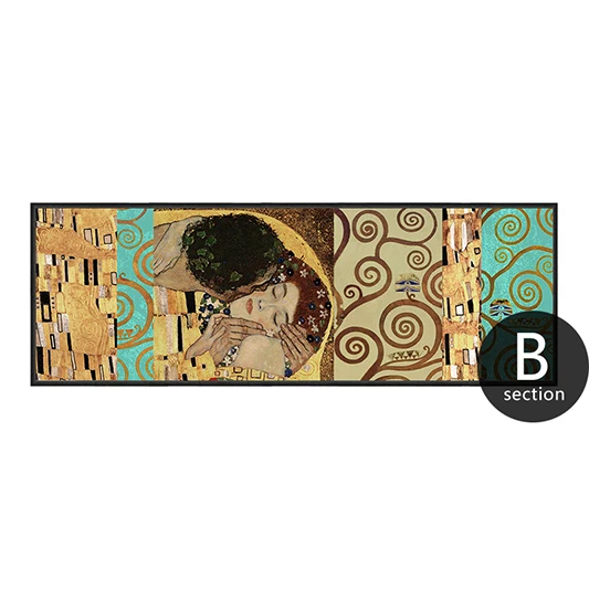 Густав Климт длинная живопись прямоугольник поцелуй холст искусство стены домашний декор картины для гостиной плакаты и принты портрет - Цвет: B