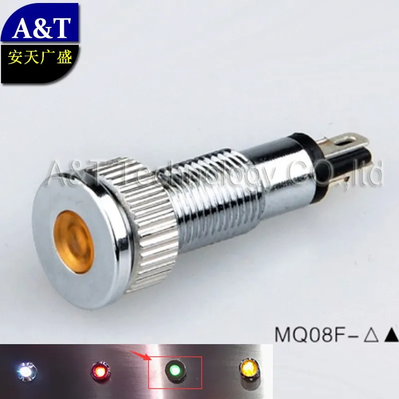 8 мм с автоматической самолет единый источник света 3 v 6 v 24 v 12 v 110 v 220 v светодиодная сигнальная лампа, лампа, металл из водонепроницаемого материала против взлома Световой индикатор