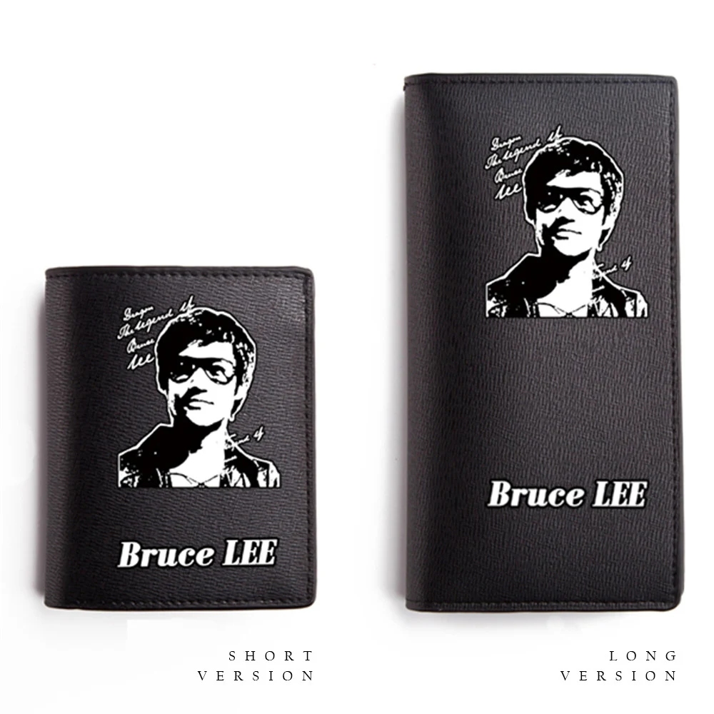 

Zshop Chinese Kungfu Star Bruce Lee Wallet Fans Best Gifts Black Short PU Wallet Teenagers Long Purse