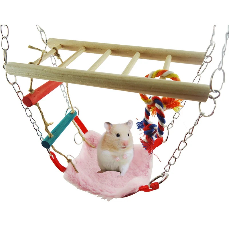 2017 New Cute Hamsters Toys Hammock for Chinchilla Hamster Squirrel Parrot Bird Toy Swing Bridge Small Pet Stairs | Дом и сад