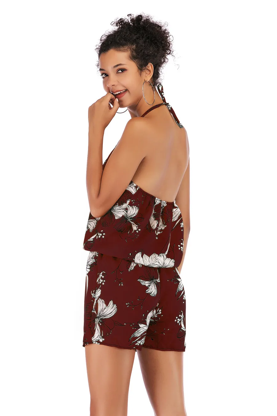 Gladiolus Bohemian Romper Women Sleeveless Halter Backless Sexy Floral Print Rompers Womens Jumpsuit 2019 Sexy Ladies Playsuit (13)