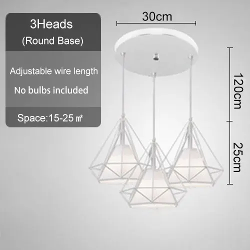 Светильник для потолка, столовой, кухни, подвесной светильник на линии 2, 3 головки, железный черный, коричневый, бриллиантовый, простой, E27, подвесной светильник - Цвет корпуса: White 3 HEADS Round