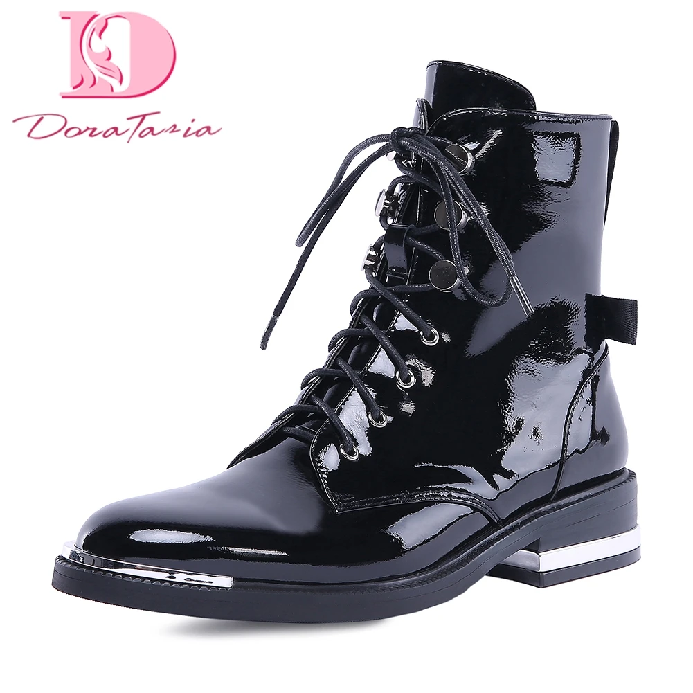 Doratasia new Cow Leather plus Size 34-42 Lace Up Shoes Woman Boots leisure martin boots Hot Sale Ankle Boots Woman Shoes