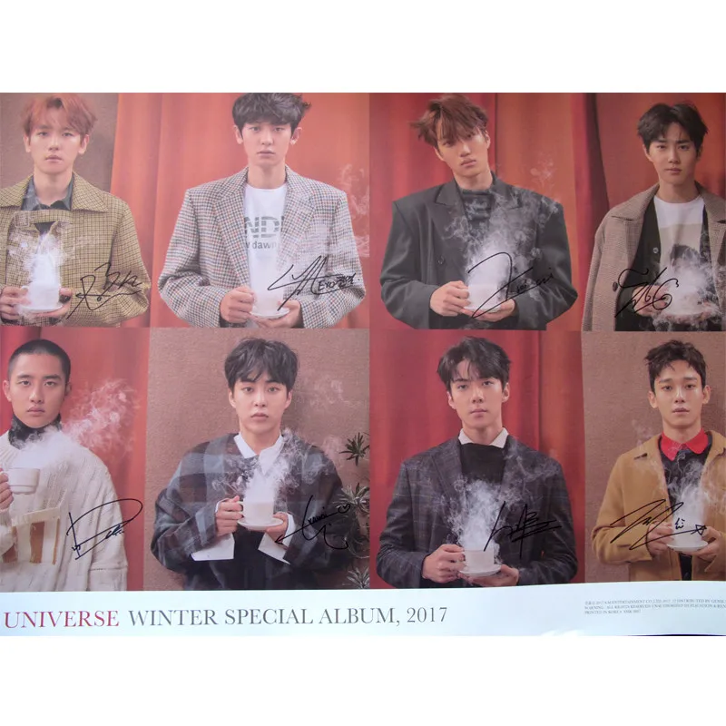 Exo Autographed Hand Signed Universe Christmas Album Cd Photobook Signed Poster K Pop 012018 Poster K Pop K Pop Albumalbum Exo Aliexpress