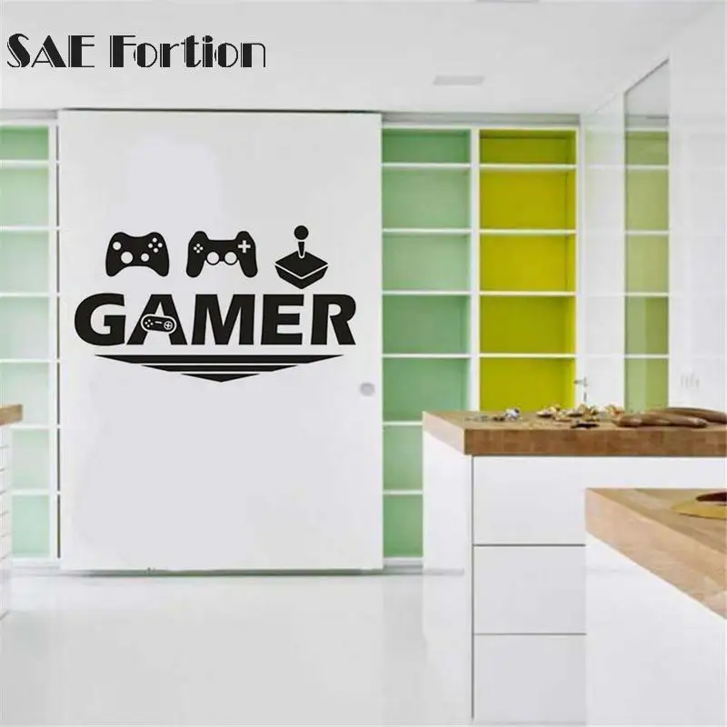 Us 1 47 41 Off Cool Gamer Console Joystick Boy Video Game Bedroom Room Decor Decal Wall Sticker Wall Decal Decoration Vqr4401 In Wall Stickers From
