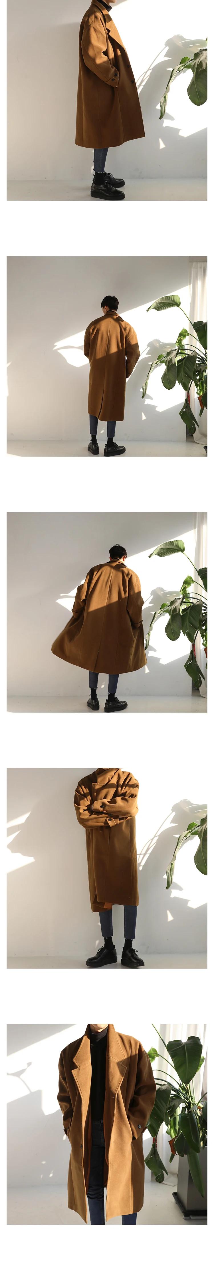 AreMoMuWha японский ветровка Для мужчин; Длинная Куртка с секциями теплая дутая куртка теплое пальто Для мужчин прилива Для Мужчин's пальто свободного кроя шерстяное пальто Корейская версия