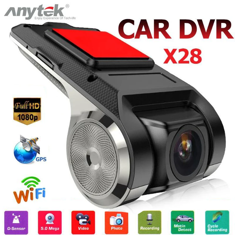 Anytek X28 1080P FHD Объектив WiFi ADAS Автомобильный видеорегистратор Встроенный g-сенсор видеорегистратор Автомобильный видеорегистратор автомобильные аксессуары