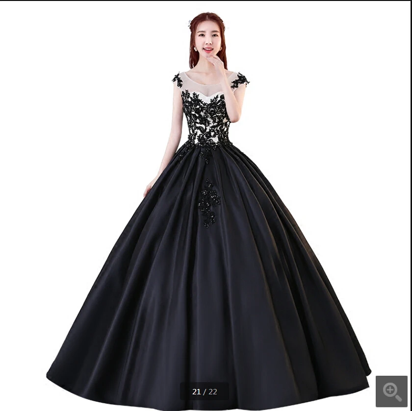 2019 Free shipping ball gown cap sleeve black lace appliques prom dress hollow back sexy beads sequined sweet 16 prom gowns 2019 2019 Free shipping ball gown cap sleeve black lace appliques prom dress hollow back sexy beads sequined sweet 16 prom gowns 2019